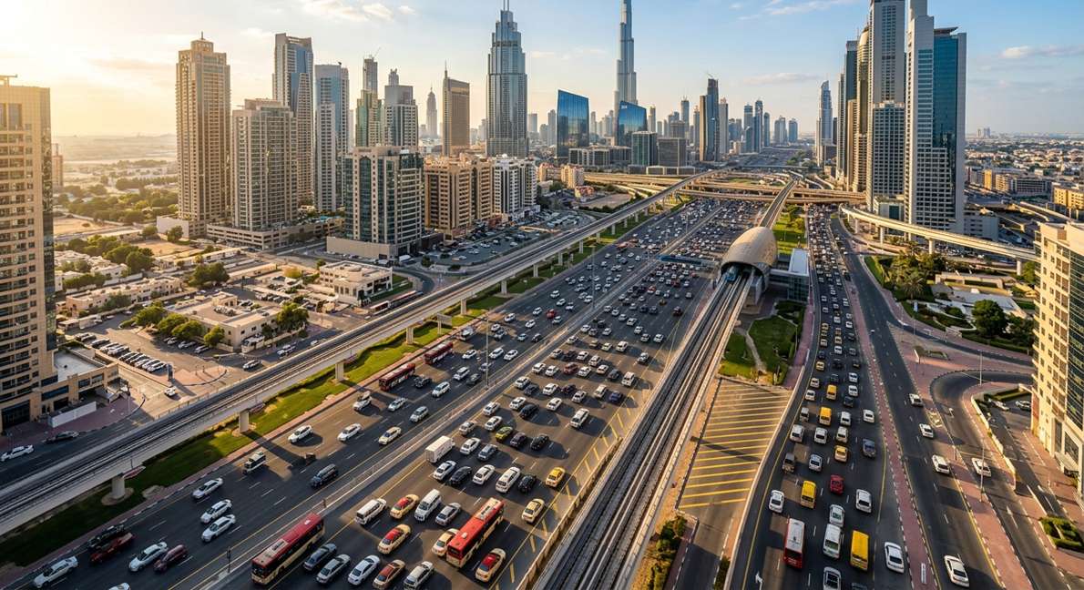 Taxi driver handing printed receipt to passenger inside Dubai RTA cab